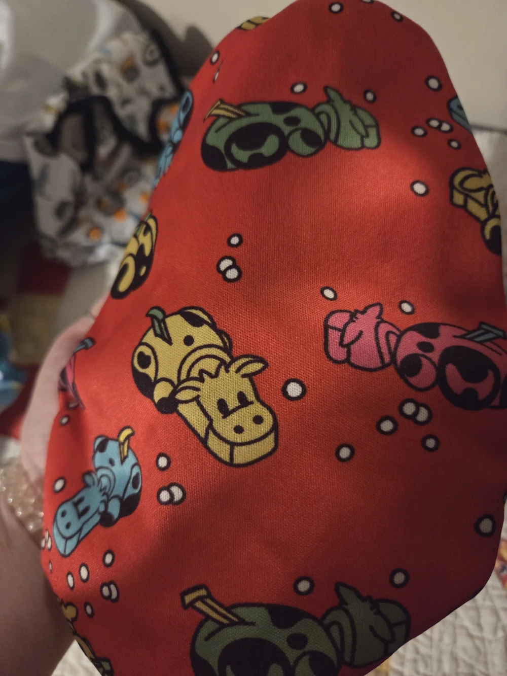 Kinder Red Reusable Kid Cloth Diaper Cover Unused Hungry Hippo As Cow Game Print